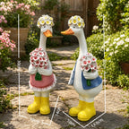 Statue de canards rustiques extérieure en résine, décoration de jardin romantique, ornement de patio pour la maison, paire décorative