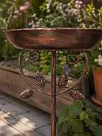 Bain d'oiseaux vintage en métal avec piquet pour jardin, hauteur 76 cm, diamètre 24,2 cm