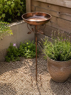 Bain d'oiseaux vintage en métal avec piquet pour jardin, hauteur 76 cm, diamètre 24,2 cm