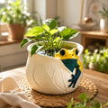 Pot de fleurs mural grenouille avec motif feuilles en relief pour succulentes