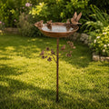 Piquet de jardin en métal pour bain d'oiseaux vintage, mangeoire extérieure rustique