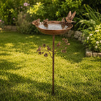 Piquet de jardin en métal pour bain d'oiseaux vintage, mangeoire extérieure rustique