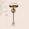 Bain d'oiseaux vintage en métal avec vasque bronze et papillon, sur pied pour jardin, terrasse et pelouse