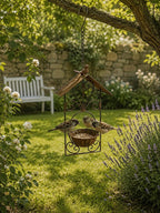 Mangeoire suspendue en métal résistante à la pluie pour oiseaux sauvages, vintage, extérieur, 17,5x44 cm, fer