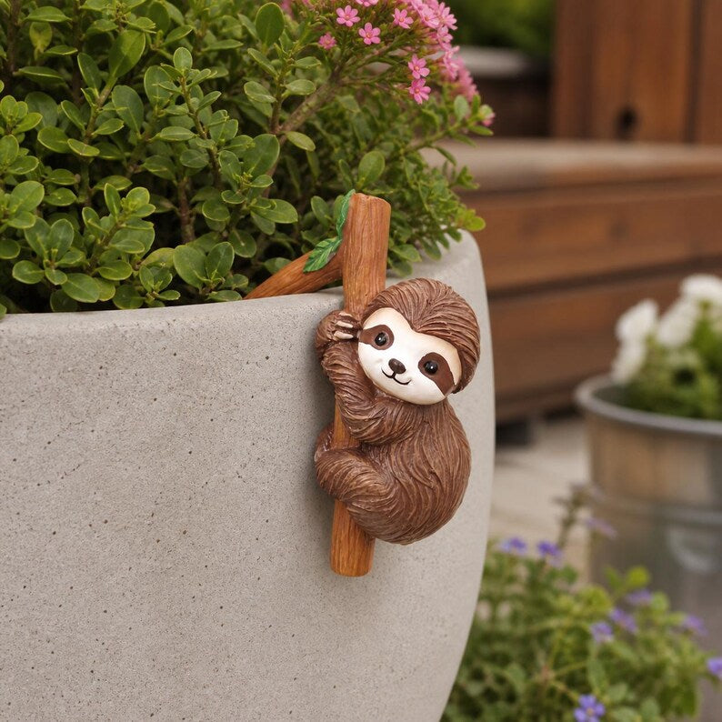 Figurine de paresseux en résine pour jardinière, ornement de pot de fleurs d'extérieur