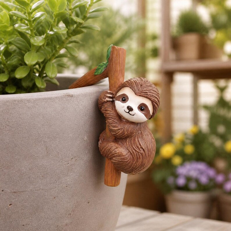 Figurine de paresseux en résine pour jardinière, ornement de pot de fleurs d'extérieur