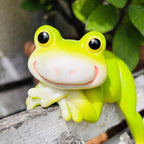 Ensemble de 2 suspensions pour pots de fleurs en résine, grenouille souriante, vert citron vif, décoration de jardin