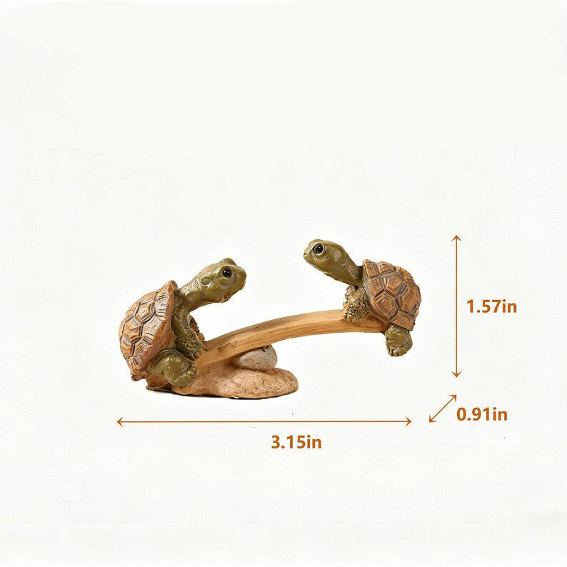 Figurine de tortue en résine à bascule pour jardin, décoration fantaisiste pour pot de fleurs, ornement féerique miniature