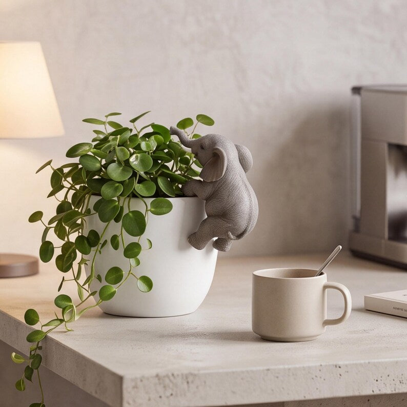 Éléphant en résine pour pot de fleurs, ornement de jardin, décoration de plante