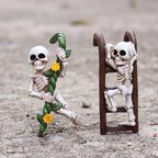 Ensemble de 2 Supports pour Pots de Fleurs en Résine Squelette Grimpant Halloween