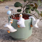 Lot de 3 Supports pour Pots de Fleurs Résine Forme Canard Décor Jardin