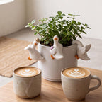 Lot de 3 Supports pour Pots de Fleurs Résine Forme Canard Décor Jardin
