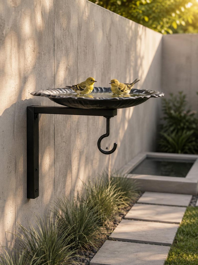 Mangeoire murale vintage en fer pour oiseaux – Noir, 22,5 x 19 cm, pour jardin et terrasse