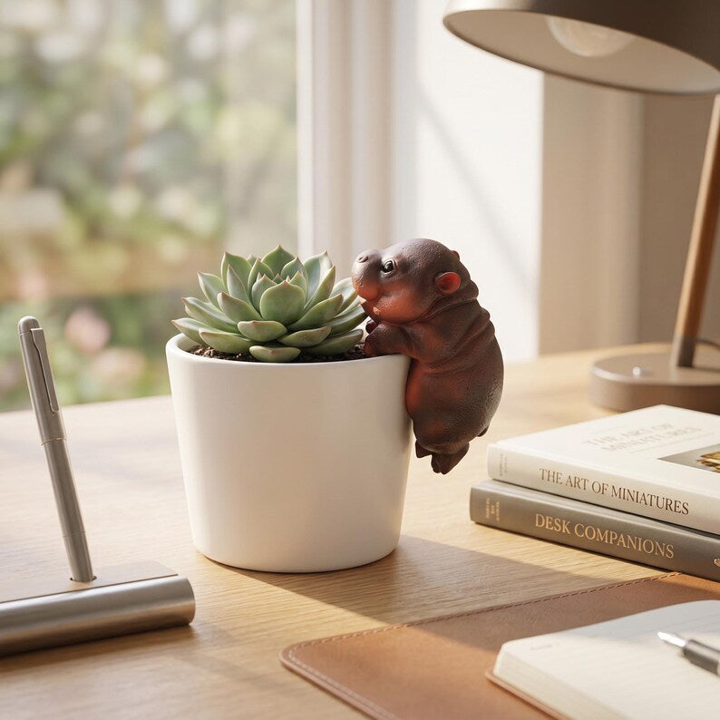 Lot de 3 Décorations de Jardin en Résine – Pot Suspendu Ornithorynque, Figurine Succulente avec Mousse
