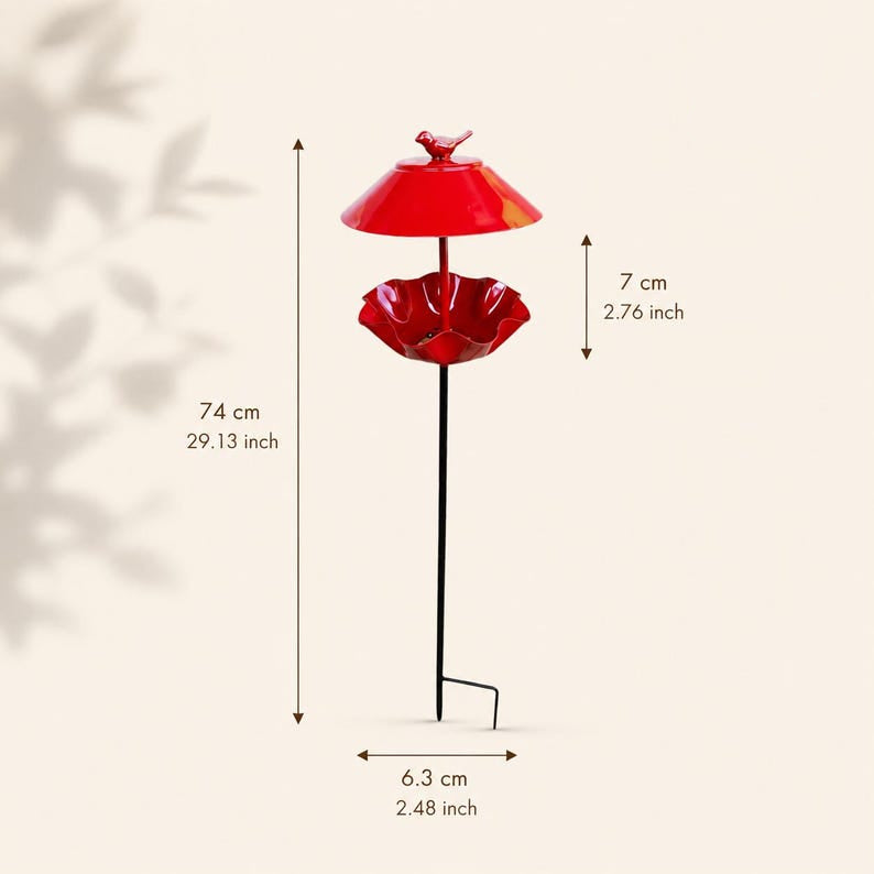 Abreuvoir à oiseaux en métal à pétales ondulés, piquet de jardin, gamelle d'eau extérieure sur pied, décoration rustique pour jardin
