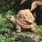 Figurine tortue ivre avec lapin endormi, résine, décoration humoristique pour jardin, pot de fleurs, bureau