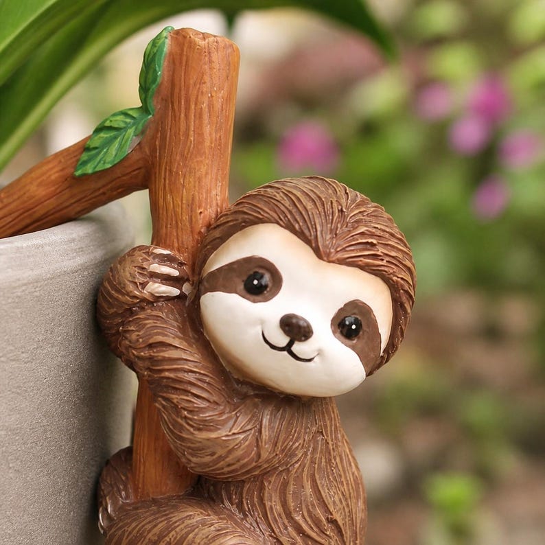 Figurine de paresseux en résine pour jardinière, ornement de pot de fleurs d'extérieur