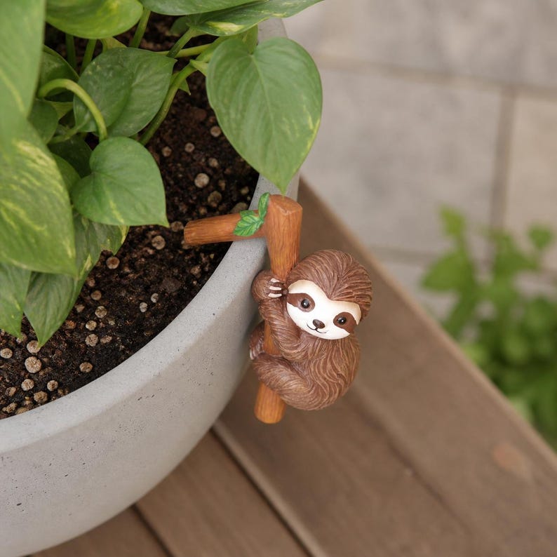 Figurine de paresseux en résine pour jardinière, ornement de pot de fleurs d'extérieur
