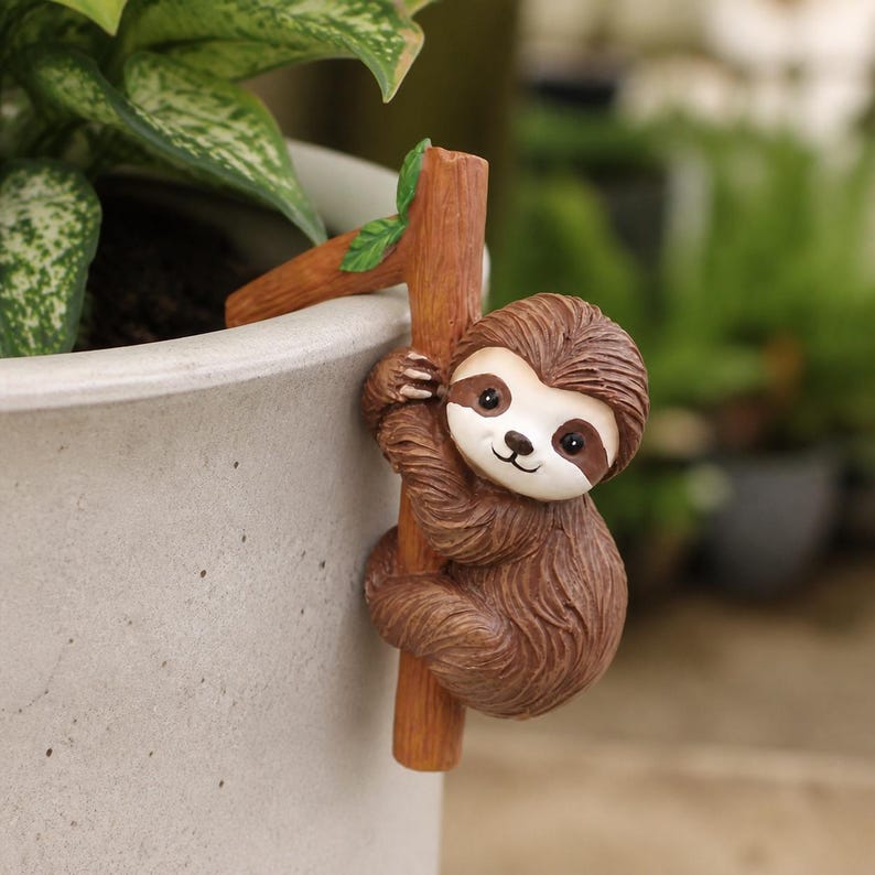 Figurine de paresseux en résine pour jardinière, ornement de pot de fleurs d'extérieur