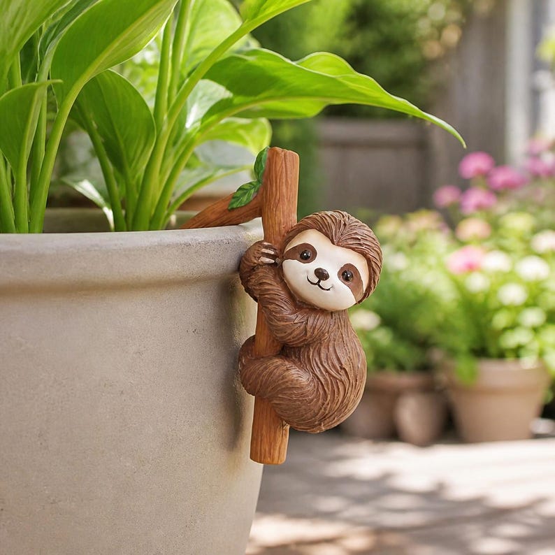 Figurine de paresseux en résine pour jardinière, ornement de pot de fleurs d'extérieur