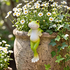 Ensemble de 2 suspensions pour pots de fleurs en résine, grenouille souriante, vert citron vif, décoration de jardin