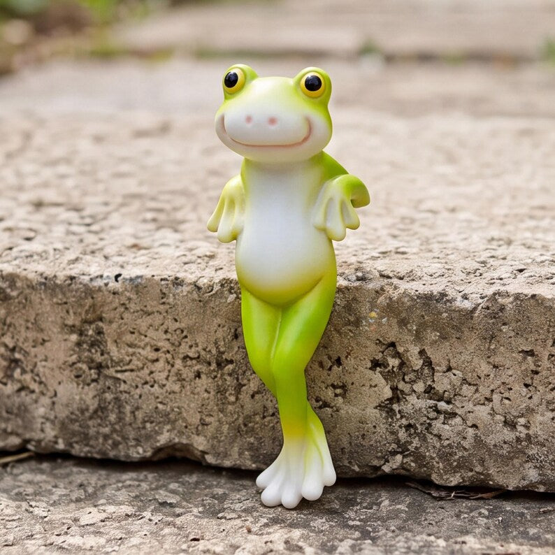 Ensemble de 2 suspensions pour pots de fleurs en résine, grenouille souriante, vert citron vif, décoration de jardin