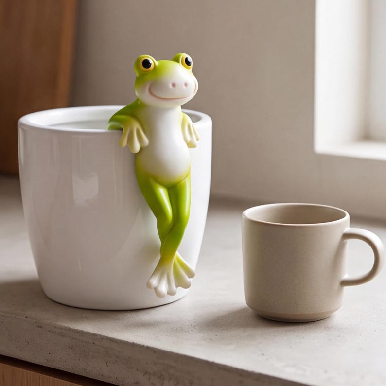 Ensemble de 2 suspensions pour pots de fleurs en résine, grenouille souriante, vert citron vif, décoration de jardin