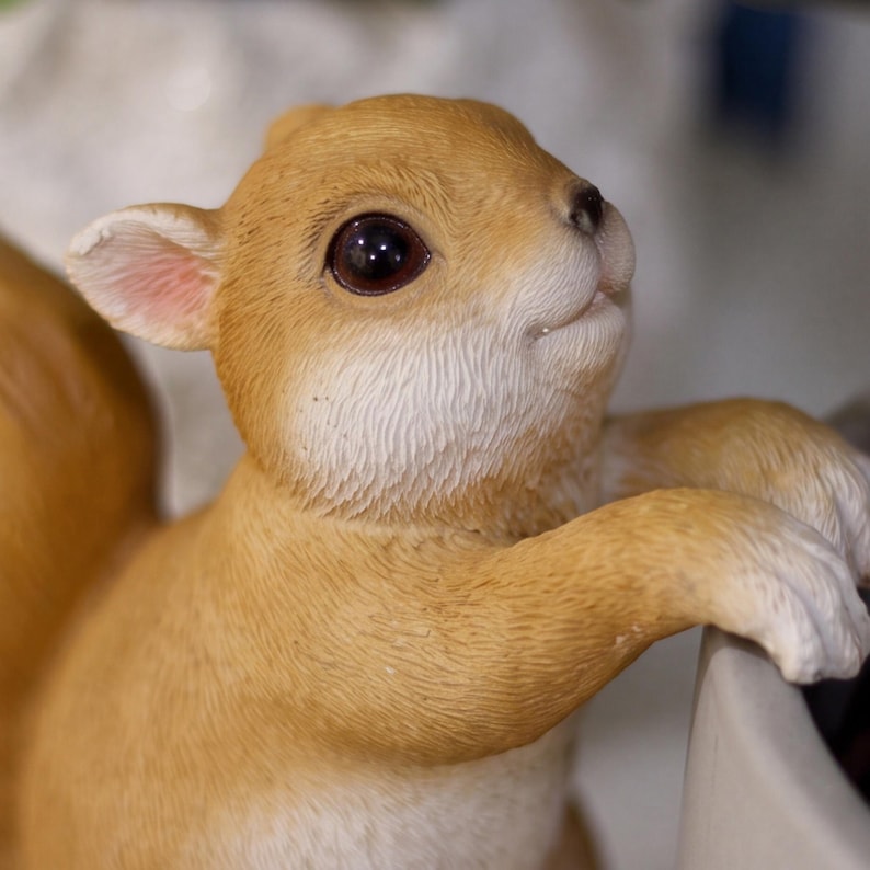 Figurine de jardin en résine Écureuil ou Lapin pour Pot de Fleurs, Décor Extérieur, Fait à la Main