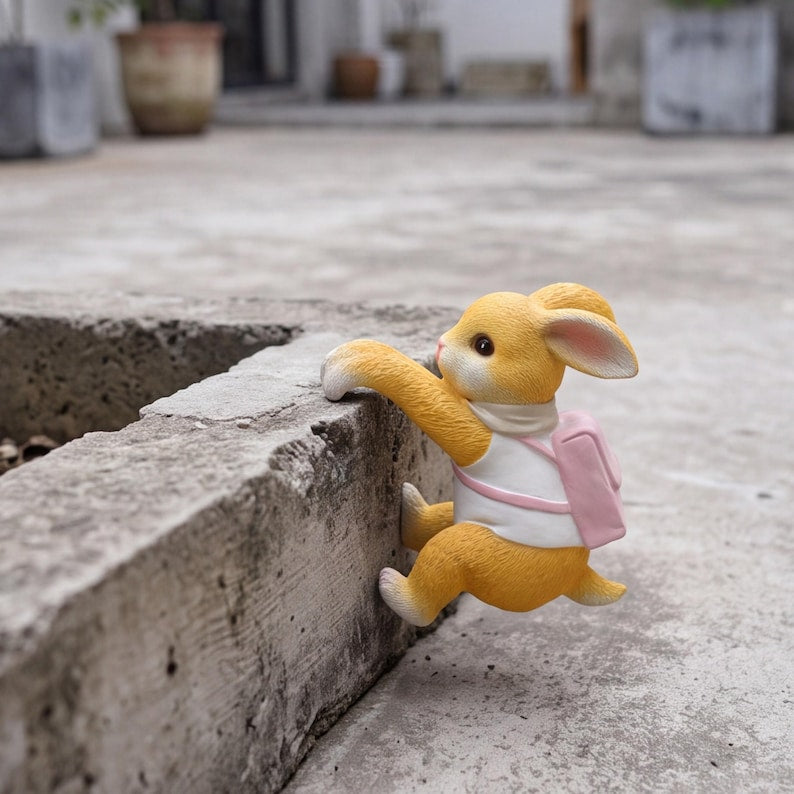 Figurine de jardin en résine Écureuil ou Lapin pour Pot de Fleurs, Décor Extérieur, Fait à la Main