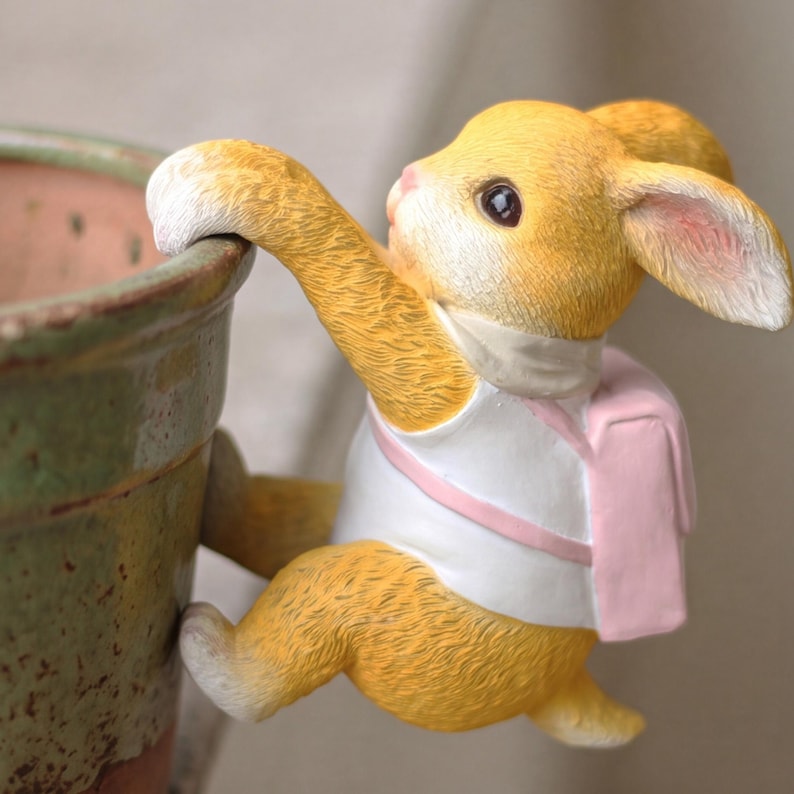 Figurine de jardin en résine Écureuil ou Lapin pour Pot de Fleurs, Décor Extérieur, Fait à la Main