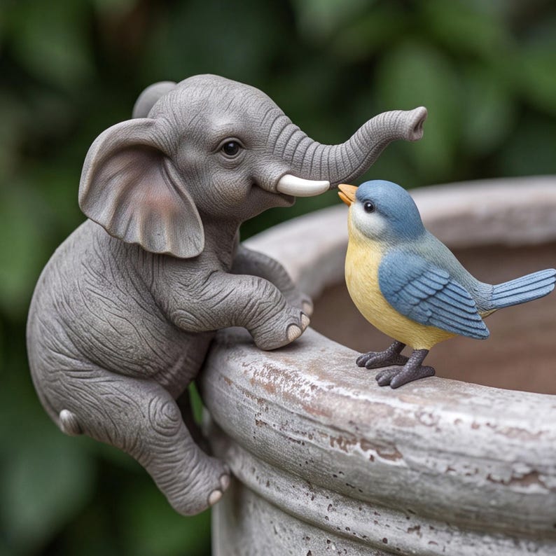 Éléphant en résine pour pot de fleurs, ornement de jardin, décoration de plante