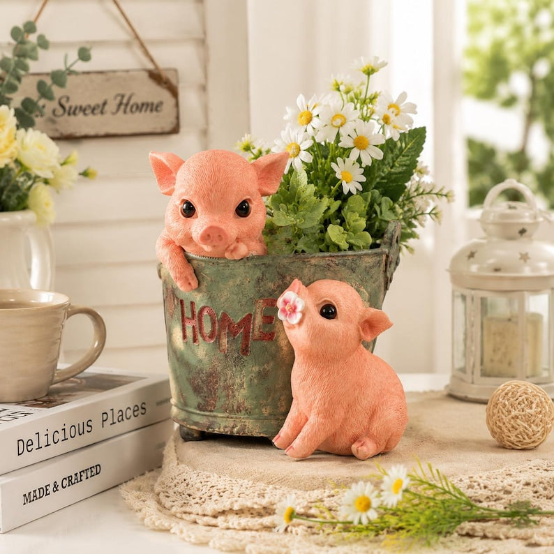 Pot de fleurs en résine en forme de cochon pour plantes succulentes, décoration de jardin, bureau, balcon