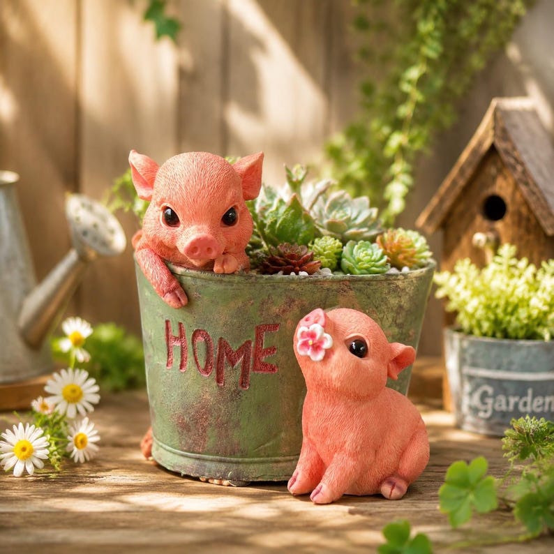 Pot de fleurs en résine en forme de cochon pour plantes succulentes, décoration de jardin, bureau, balcon
