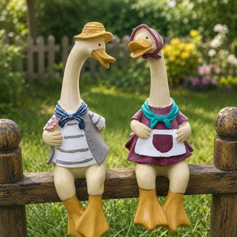 Statuette de canard en résine pour jardin, décoration extérieure animalière, 24 cm