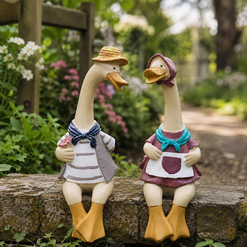 Statuette de canard en résine pour jardin, décoration extérieure animalière, 24 cm