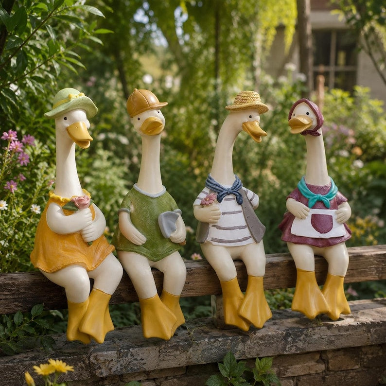 Statuette de canard en résine pour jardin, décoration extérieure animalière, 24 cm