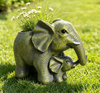 Pot de Fleurs Éléphant en Résine, Mère et Bébé, Décor de Jardin Extérieur