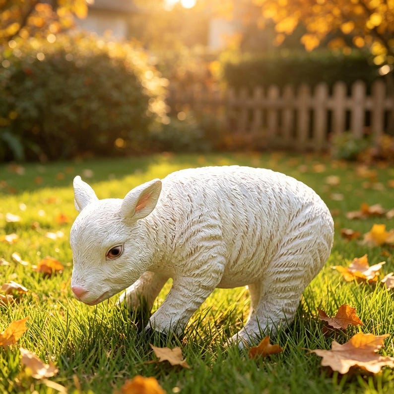 Statue d'agneau en résine pour jardin, sculpture de mouton réaliste, décoration extérieure pour pelouse et patio