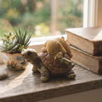 Figurine tortue ivre avec lapin endormi, résine, décoration humoristique pour jardin, pot de fleurs, bureau