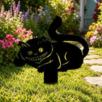 Chat du Cheshire Piquet de Jardin en Métal, Silhouette Féline Souriante, Ornement Décoratif pour Jardin et Terrasse, Tailles Multiples