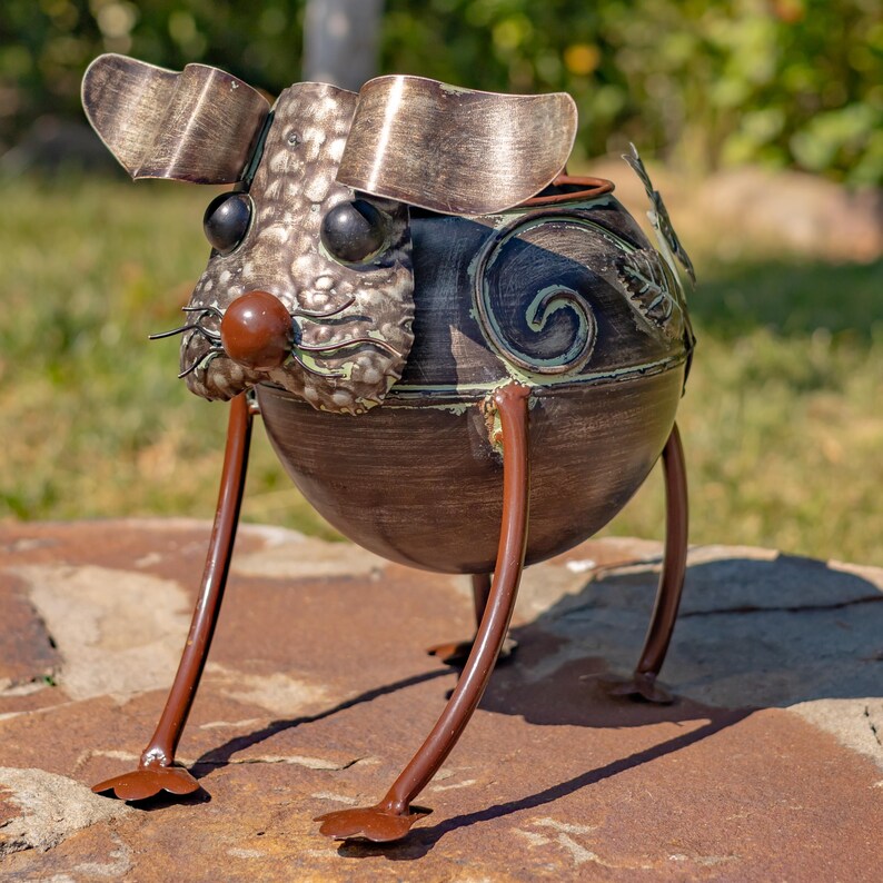 Ensemble de 4 jardinières galvanisées en forme d'animaux, fer, 53,3 cm x 24,8 cm x 54 cm