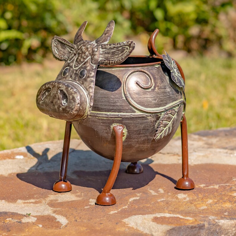 Ensemble de 4 jardinières galvanisées en forme d'animaux, fer, 53,3 cm x 24,8 cm x 54 cm