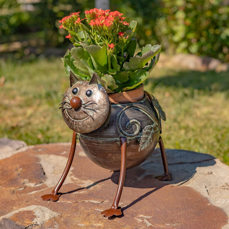 Ensemble de 4 jardinières galvanisées en forme d'animaux, fer, 53,3 cm x 24,8 cm x 54 cm