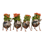 Ensemble de 4 jardinières galvanisées en forme d'animaux, fer, 53,3 cm x 24,8 cm x 54 cm