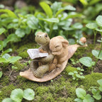 Figurine en résine tortue lisant un livre et lapin endormi, statue de jardin pour clôture, terrasse ou cour, cadeau de pendaison de crémaillère