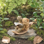Figurine en résine tortue lisant un livre et lapin endormi, statue de jardin pour clôture, terrasse ou cour, cadeau de pendaison de crémaillère