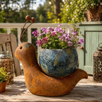 Jardinière en fer en forme d'escargot, pot de fleurs rustique pour extérieur