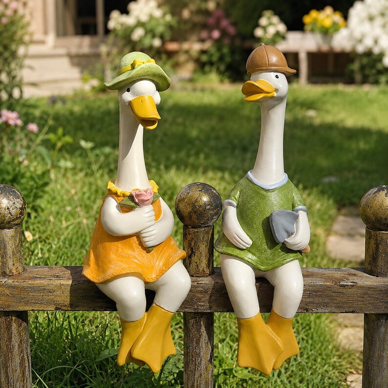 Statuette de canard en résine pour jardin, décoration extérieure animalière, 24 cm