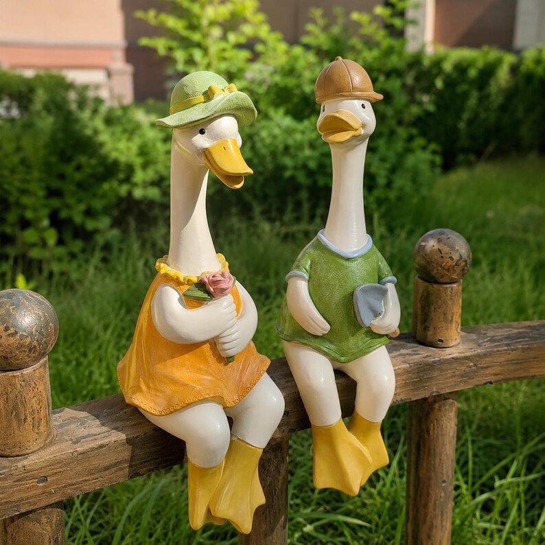 Statuette de canard en résine pour jardin, décoration extérieure animalière, 24 cm