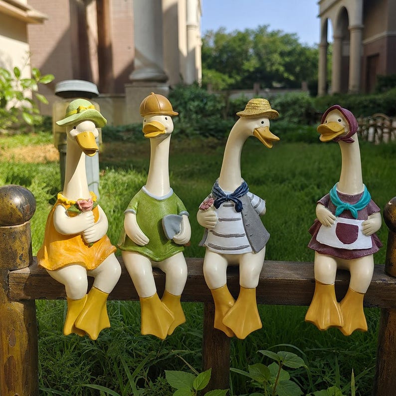 Statuette de canard en résine pour jardin, décoration extérieure animalière, 24 cm